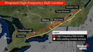 Toronto Montreal high-speed rail route map